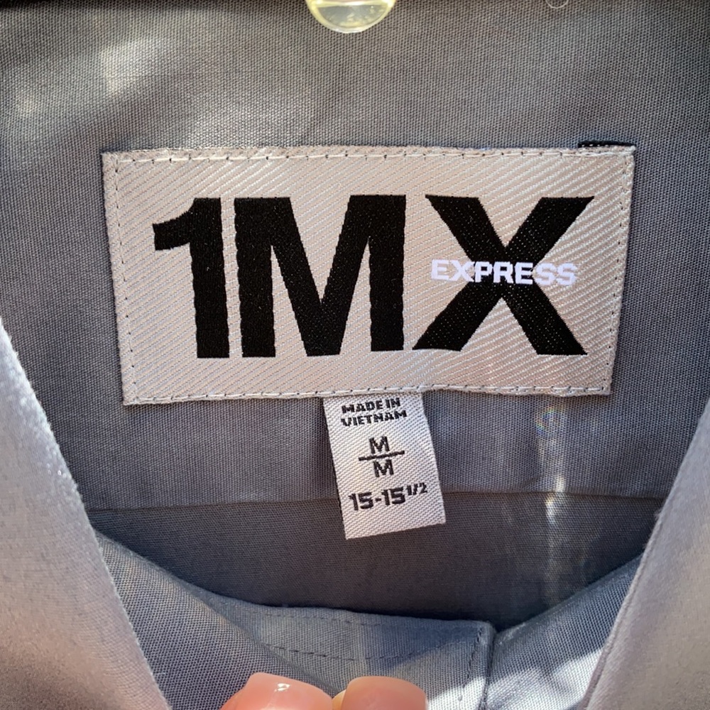 Express Gray Fitted Button Down Shirt | M - image 3
